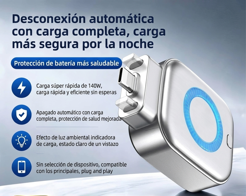 Adaptador Carga Rápida 140W con Auto-Desconexión